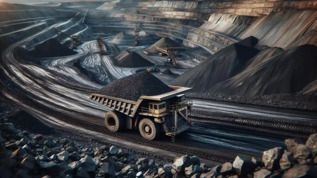 Chrome ore haul truck in open pit mine